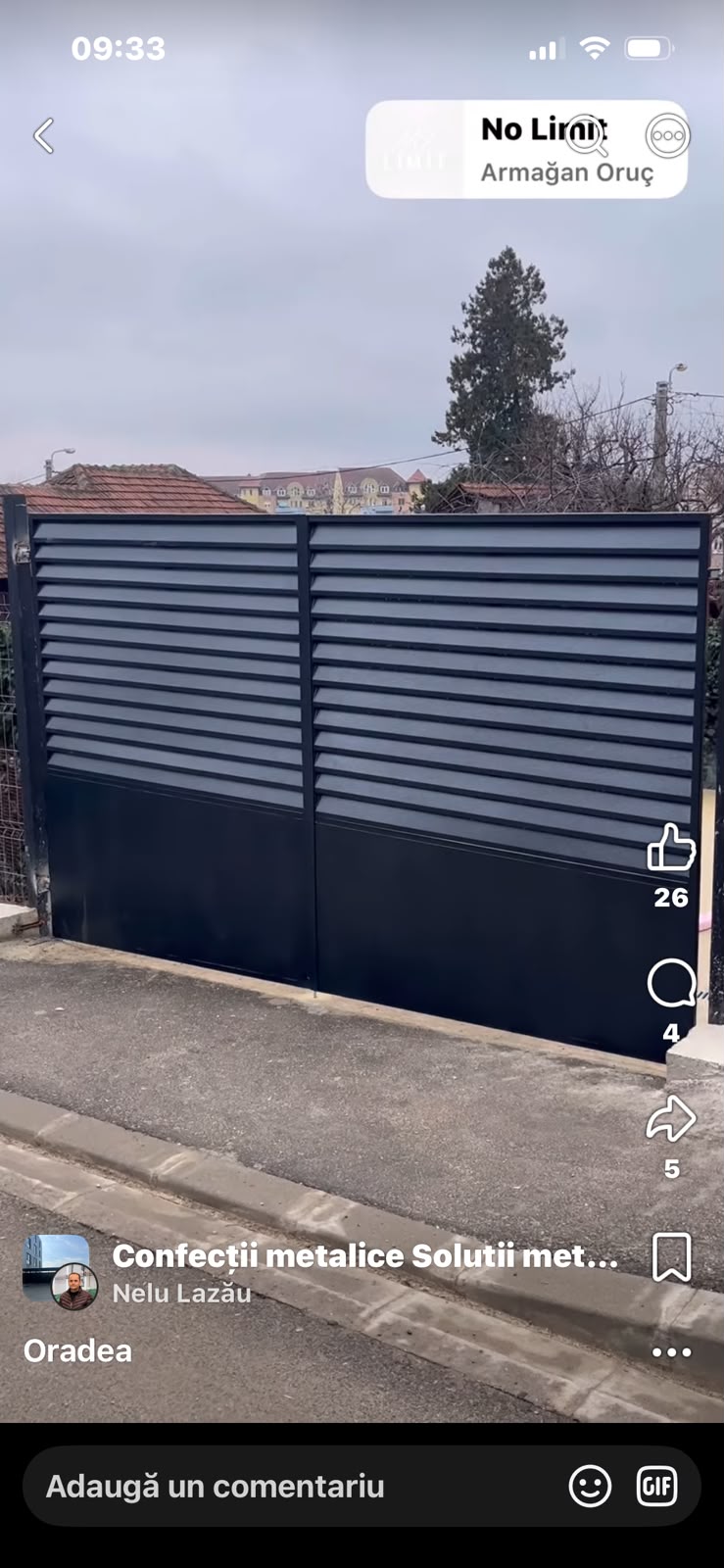 Poartă auto metalică executată de Raniza SRL